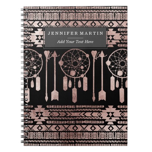 Carnet Aztèque tribal d'or rose de Dreamcatcher sur le (Devant)