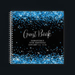 Carnet Azure Blue Parties scintillant Black 50th Birthday<br><div class="desc">Créez votre propre 50e anniversaire de fête de célébration design de livre d'or dans un carnet vierge. La conception a girly faux brillant aqua bleu ciel teintée parties scintillant sur une couleur arrière - plan solide personnalisable. Customisez les styles de police pour créer votre propre livre d'hôtes pour son occasion...</div>