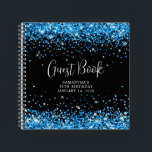 Carnet Azure Blue Parties scintillant Black 50th Birthday<br><div class="desc">Créez votre propre 50e anniversaire de fête de célébration design de livre d'or dans un carnet vierge. La conception a girly faux brillant aqua bleu ciel teintée parties scintillant sur une couleur arrière - plan solide personnalisable. Customisez les styles de police pour créer votre propre livre d'hôtes pour son occasion...</div>