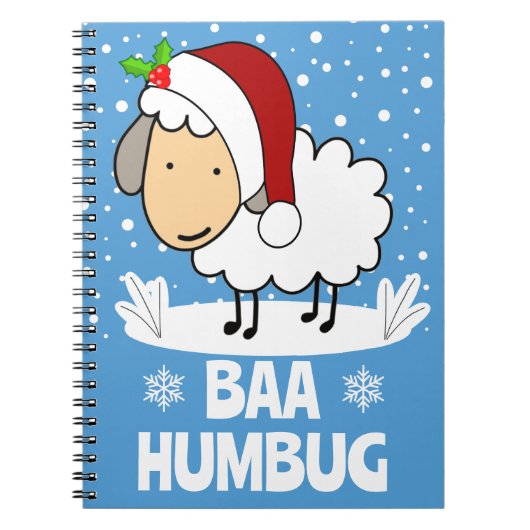 Carnet Baa Humbug Sheep Wearing A Santa Hat Holiday (Devant)