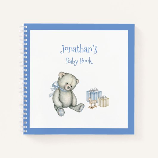 Carnet Baby Boy Blue Bear Keepsaké Personnalisé Baby Book (Devant)
