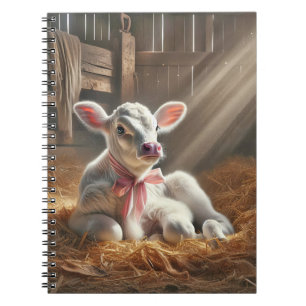Carnet Baby Calf Dans Le Stall De Grange Lumineux