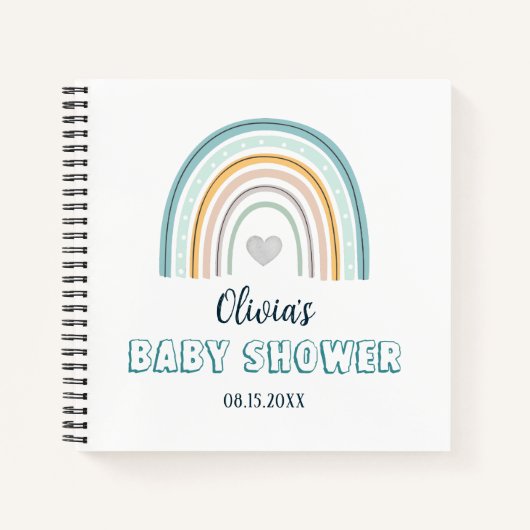 Carnet Baby shower aquarelle Boho arc-en-ciel (Devant)