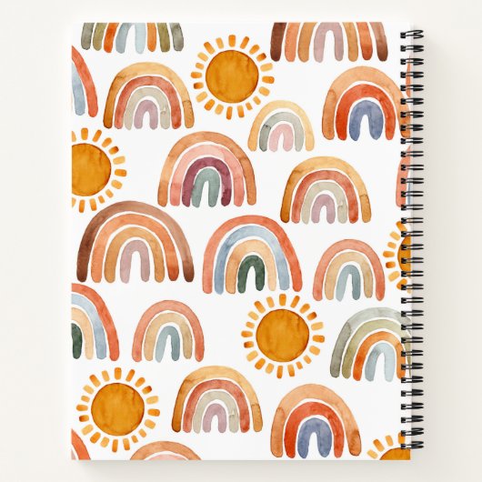 Carnet Baby shower aquarelle Boho arc-en-ciel et soleil (Dos)