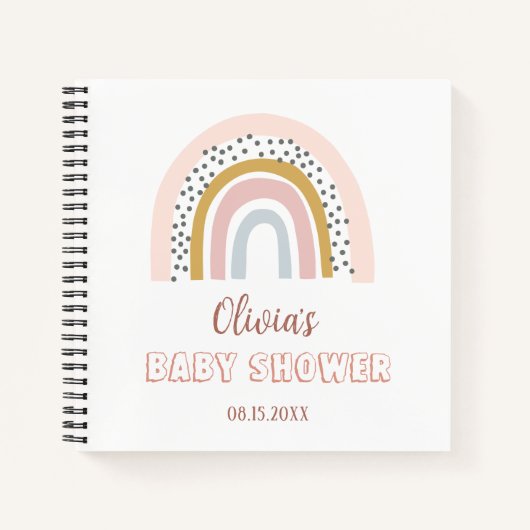 Carnet Baby shower aquarelle Boho arc-en-ciel et soleil (Devant)