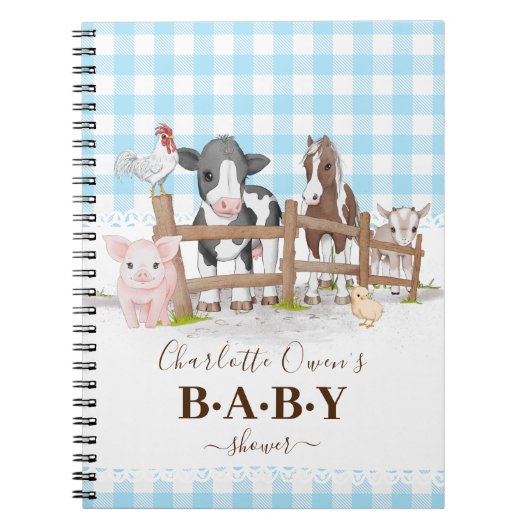 Carnet Baby shower Blue Baby Farm Animaux (Devant)