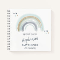 Baby shower Blue Boho Rainbow Guest Book