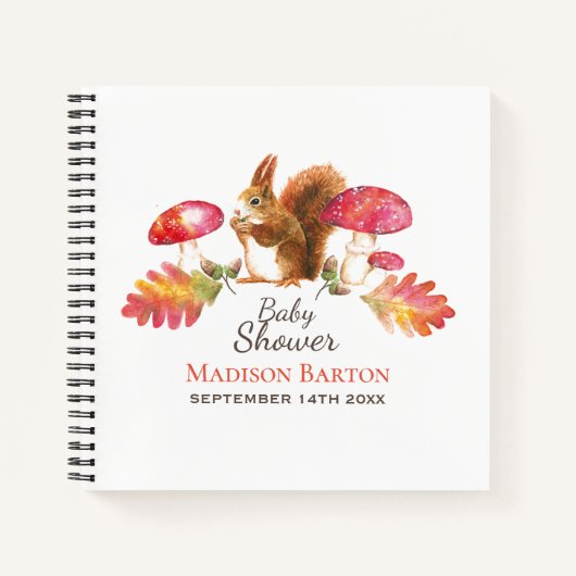 Carnet Baby shower d'aquarelle en bois d'écureuil (Devant)