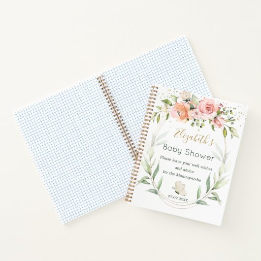 Carnet Baby shower de feuillage vert rose (Intérieur)