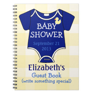 Carnet Baby shower de guingan de bleu royal et de jaune