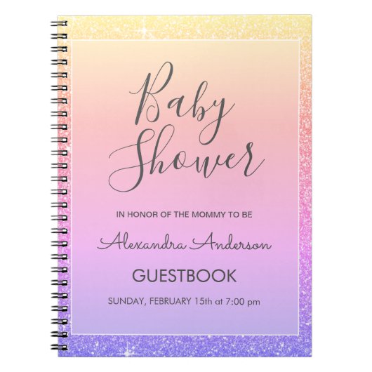 Carnet Baby shower de Parties scintillant rose pourpre (Devant)