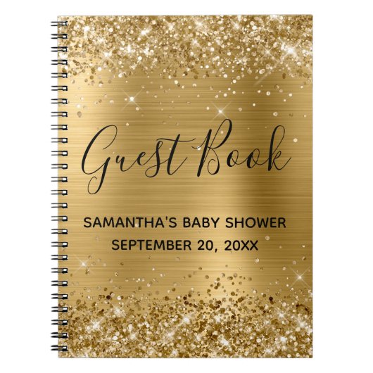 Carnet Baby shower d'huile d'or Glittery (Devant)