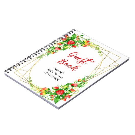 Carnet Baby shower d'invités des fraises et marsouins (Côté gauche)