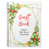 Carnet Baby shower d'invités des fraises et marsouins (Devant)