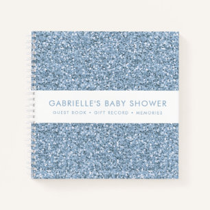 Carnet Baby shower Dusty Blue Parties scintillant Cadeaux