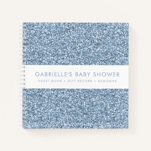 Carnet Baby shower Dusty Blue Parties scintillant Cadeaux (Devant)