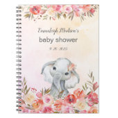 Carnet Baby shower Elephant Boho Chic Floral Aquarelle (Devant)
