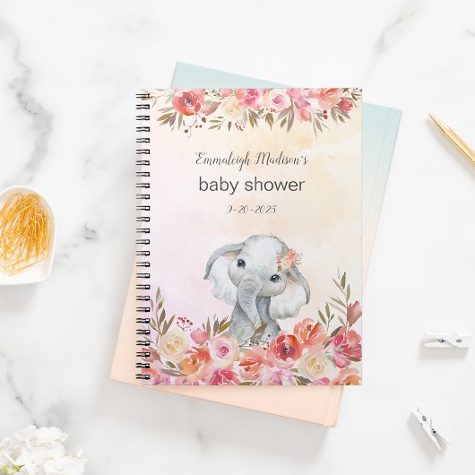 Carnet Baby shower Elephant Boho Chic Floral Aquarelle