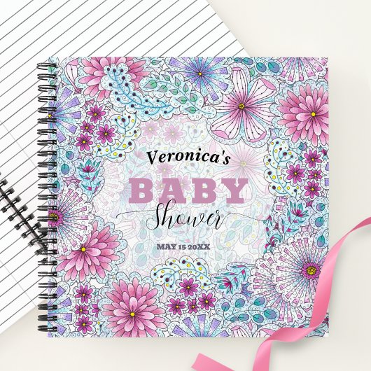Carnet Baby shower enchanteur de fleurs de prairie bohème