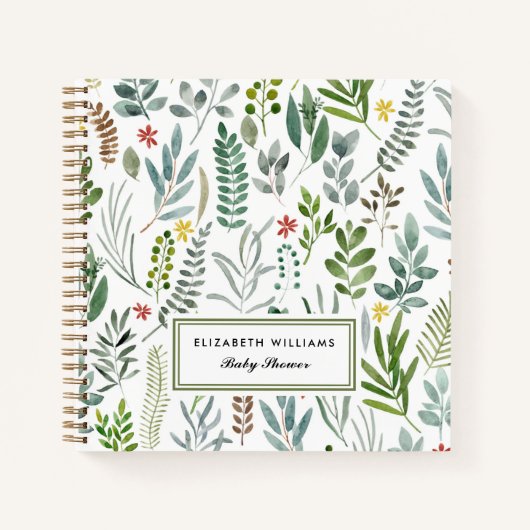 Carnet Baby shower Feuille Watercolor Garden (Devant)