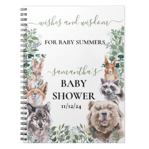 Carnet Baby shower Forêt Boisée Animaux Souhaite Sagesse