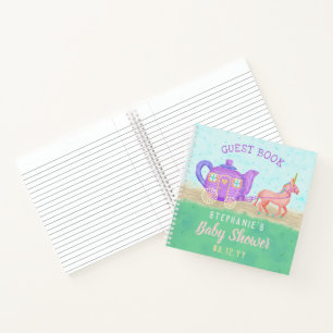 Carnet baby shower Invité Réserver Cute Unicorn Tea Par
