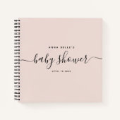Carnet Baby shower moderne Blush Pink Chic Script invité (Devant)
