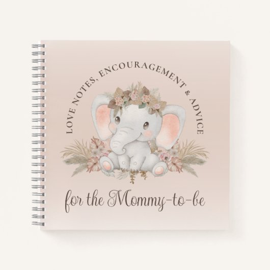 Carnet Baby shower moderne Boho Elephant genre neutre (Devant)