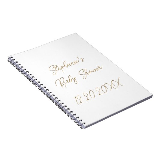 Carnet Baby shower Monogrammes Elegant Gold Script Invité (Côté Droit)