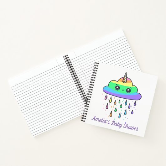 Carnet Baby shower nuage arc-en-ciel Unicorn (Intérieur)