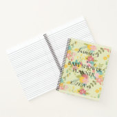 Carnet Baby shower personnalisé de fleurs vert rose jaune (Intérieur)