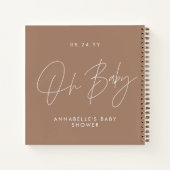 Carnet Baby shower script moderne brun naturel invité (Dos)