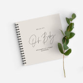 Carnet Baby shower script moderne crème naturelle invité