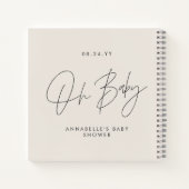 Carnet Baby shower script moderne crème naturelle invité (Dos)