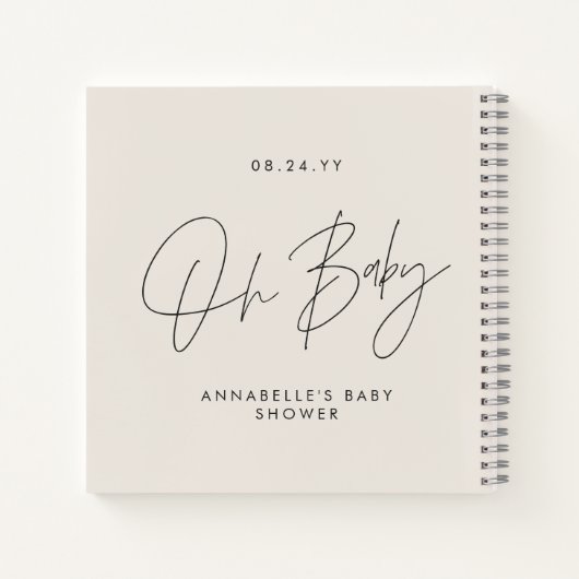 Carnet Baby shower script moderne crème naturelle invité (Dos)