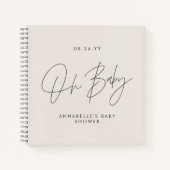 Carnet Baby shower script moderne crème naturelle invité (Devant)