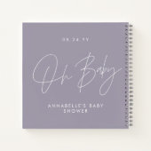 Carnet Baby shower script moderne lilas violet invité (Dos)