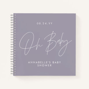 Carnet Baby shower script moderne lilas violet invité
