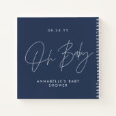 Carnet Baby shower script moderne marine bleu invité (Dos)