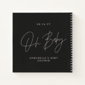 Carnet Baby shower script moderne noir et blanc invité (Dos)