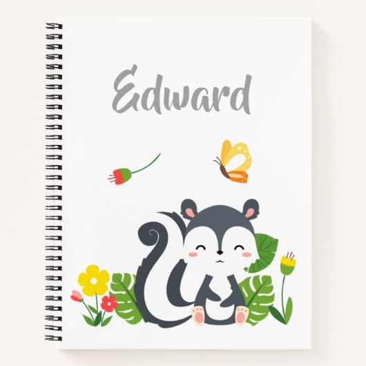 Carnet Baby Skunk, Papillon & Fleurs (Devant)