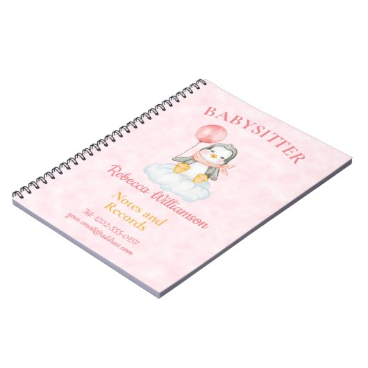 Carnet Babysitter Cute Penguin Notes et enregistrement (Côté gauche)