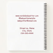 Carnet Babysitter garderie nounou ajouter nom détails q (Dos)