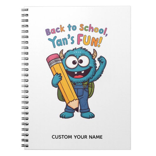 Carnet Back to School Monster | Cute Blue Creature  (Devant)