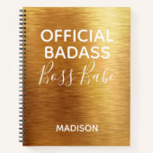 Carnet Badass officiel Boss Babe Chic Metallic Gold Nom (Devant)