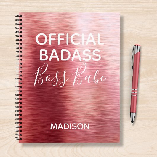 Carnet Badass officiel Boss Babe Rose métallique Nom Or