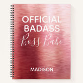 Carnet Badass officiel Boss Babe Rose métallique Nom Or (Devant)