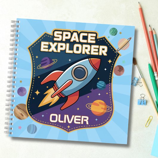 Carnet Badge d'explorateur spatial mignon