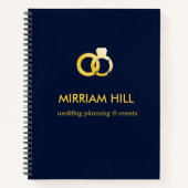 Carnet Bagues or bleu foncé wedding planner (Devant)