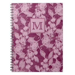 Carnet Baies et fleurs de violet monogramme floral